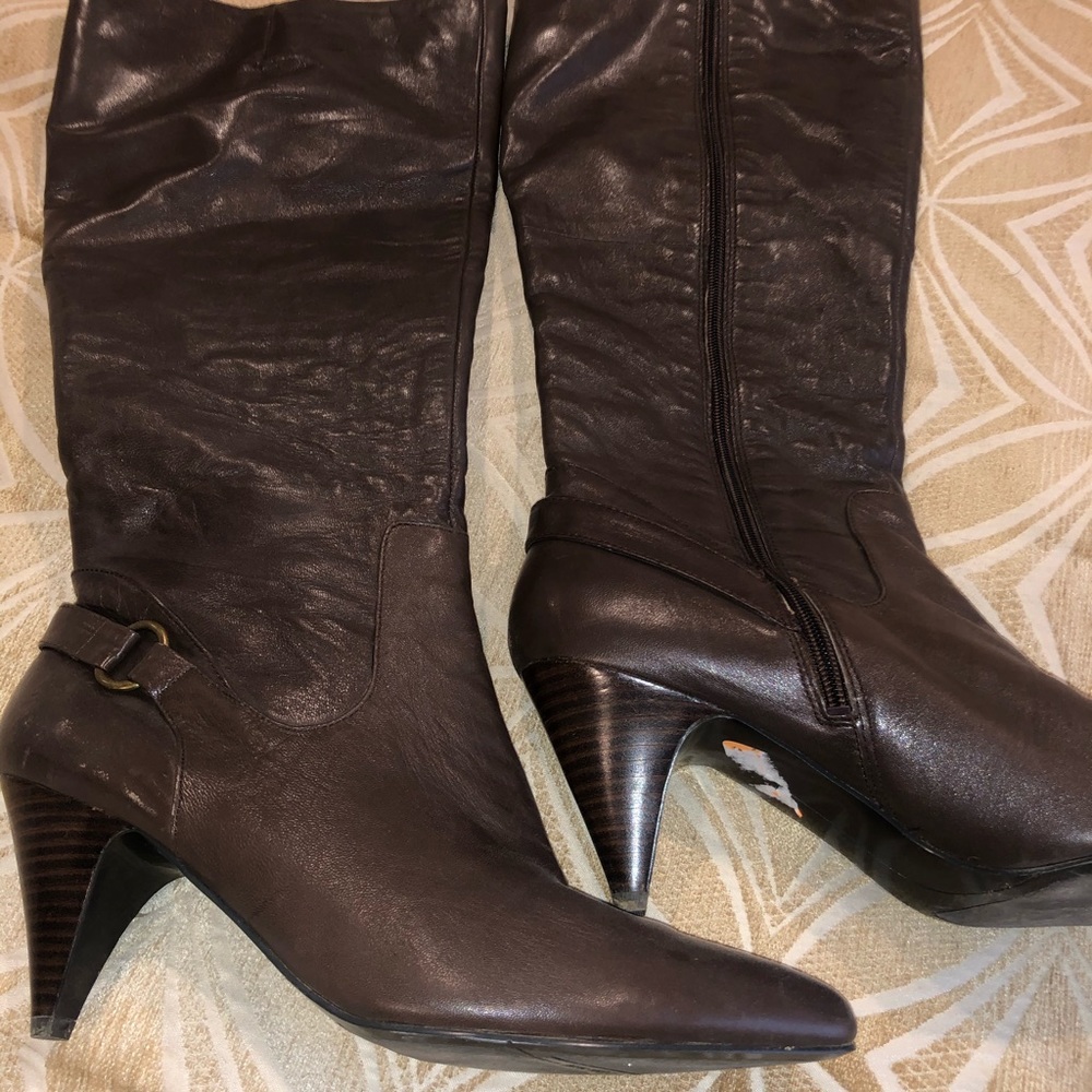 Chocolate brown, leather, Nine West boots